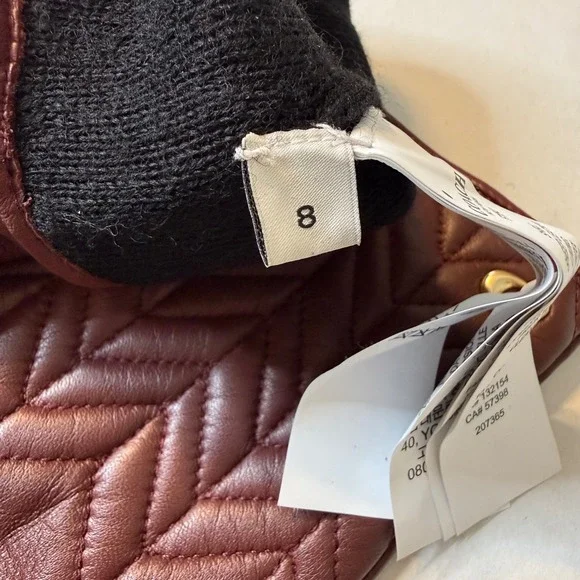 Coach Womens Burgundy Chevron Sheep Leather Wool Lined Tech Gloves F75542 SZ 8
